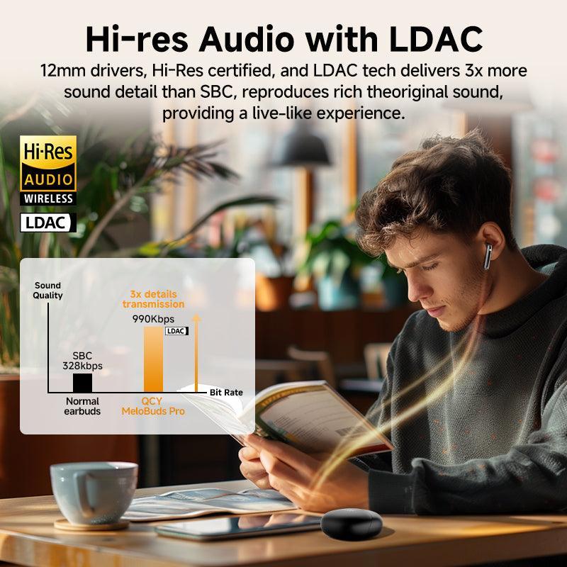 QCY MeloBuds Pro Wireless Earbuds, 46dB Hybrid ANC, Hi-Res & LDAC - Image 4